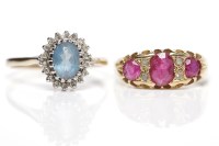 Lot 178 - BLUE AND WHITE GEM SET RING along with a...