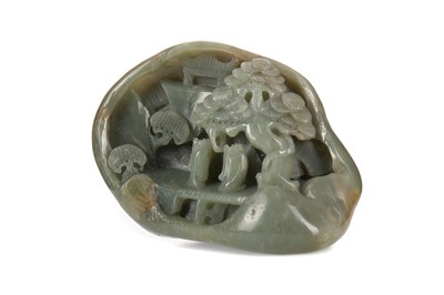 Lot 1610 - A 20TH CENTURY CHINESE JADE DESK WEIGHT