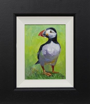 Lot 696 - PUFFIN, AN OIL BY ZHANNA PECHUGINA