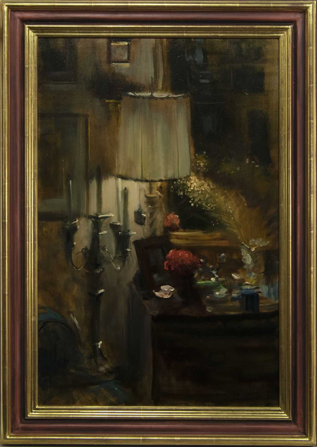 Lot 519 - NO. 1 JEANNE'S DRESSING TABLE IV, AN OIL BY GEORGE J D BRUCE