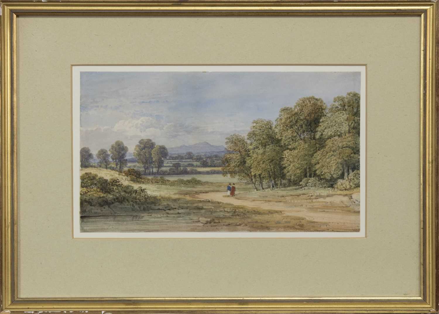 Lot 127 - A DISTANT VIEW OF THE PENTLANDS, A WATERCOLOUR BY CHARLOTTE NASMYTH