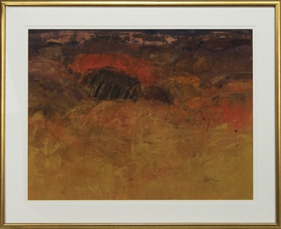 Lot 638 - FIERY LANDSCAPE, A GOUACHE BY GEORGE DEVLIN
