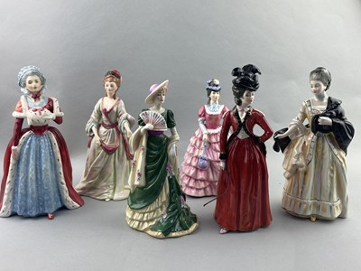 Lot 93 - A ROYAL DOULTON FIGURE OF 'COUNTESS SPENCER' AND FIVE OTHERS