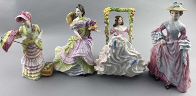 Lot 115 - A ROYAL DOULTON FIGURE OF 'THE BLOSSOM TIME' AND FIVE OTHERS