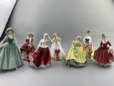 Lot 162 - A ROYAL DOULTON FIGURE OF 'ELEANOR' AND SIX OTHERS