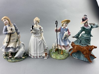 Lot 180 - A ROYAL DOULTON FIGURE OF 'THE SHEPHERDESS' AND FIVE OTHERS