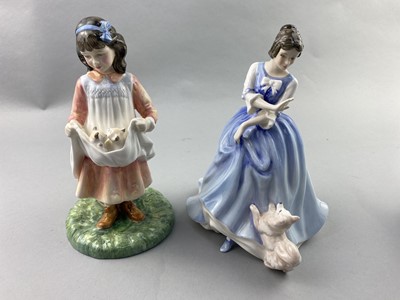Lot 180 - A ROYAL DOULTON FIGURE OF 'THE SHEPHERDESS' AND FIVE OTHERS