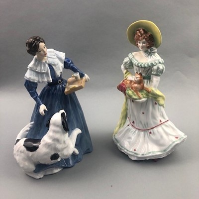 Lot 220 - A ROYAL DOULTON FIGURE OF 'COUNTRY ROSE' AND FIVE OTHERS