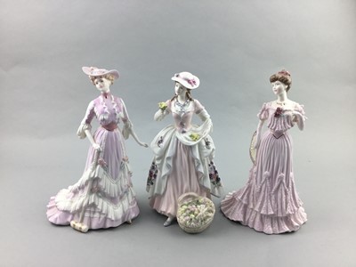 Lot 278 - A COALPORT FIGURE OF 'STRAWBERRIES SCARLETT STRAWBERRIES' AND SIX OTHERS