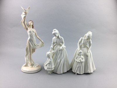 Lot 308 - A ROYAL WORCESTER FIGURE OF 'SPIRIT OF THE DANCE' AND FIVE OTHERS