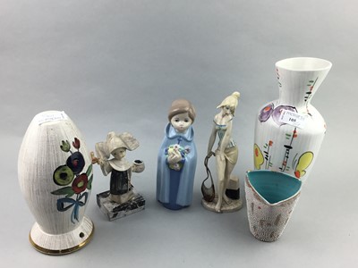 Lot 105 - AN ITALIAN POTTERY VASE, THREE FIGURES AND OTHER CERAMICS
