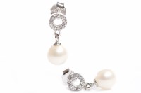 Lot 190 - PAIR OF WHITE GOLD PEARL DROP EARRINGS each...