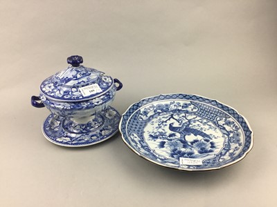 Lot 189 - A 19TH CENTURY BLUE AND WHITE SAUCE TUREEN AND OTHER CERAMICS