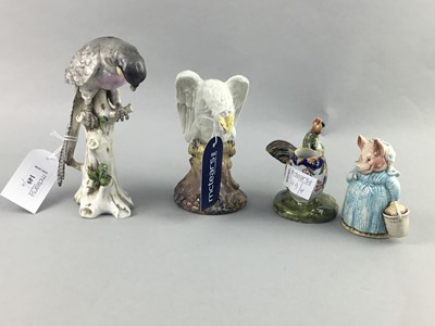 Lot 149 - A LOT OF TWO GERMAN CERAMIC FIGURES OF PARROTS AND OTHERS