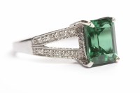 Lot 197 - NINE CARAT WHITE GOLD GEM SET RING set with a...