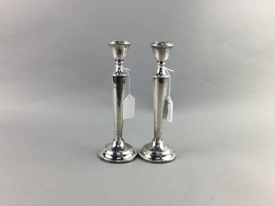 Lot 153 - A PAIR OF SILVER TABLE CANDLESTICKS