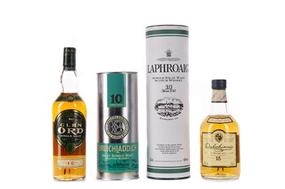 Lot 185 - LAPHROIAG 10 YEARS OLD 35CL & 20CL BOTTLES OF GLEN ORD, BRUICHLADDICH & DALWHINNIE