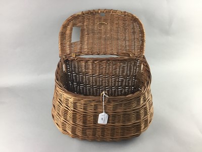 Lot 307 - A WICKER FISHING BASKET