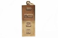 Lot 205 - NINE CARAT GOLD INGOT PENDANT 33x15mm, 30g