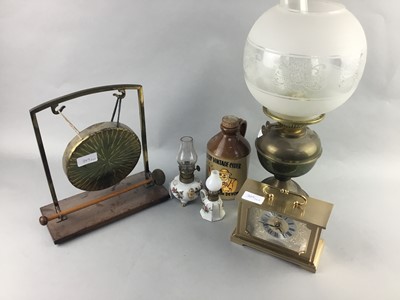 Lot 349 - A BRASS OIL LAMP AND OTHER OBJECTS