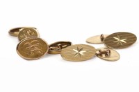 Lot 208 - TWO PAIRS OF GOLD CUFFLINKS comprising a...
