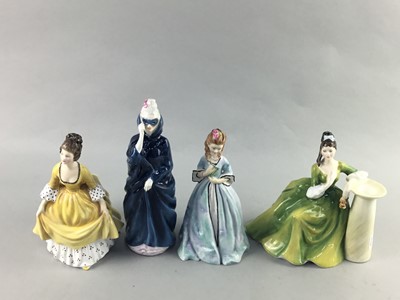 Lot 364 - A ROYAL DOULTON FIGURE OF 'SECRET THOUGHTS' AND THREE OTHER FIGURES