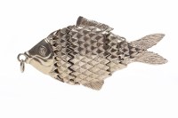 Lot 209 - NINE CARAT GOLD ARTICULATED FISH PENDANT 92mm...