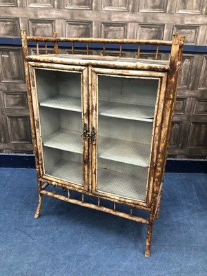 Lot 353 - A VICTORIAN TWO DOOR BAMBOO SIDE CABINET