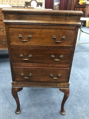 Lot 389 - A MAHOGANY NEEDLEWORK CABINET