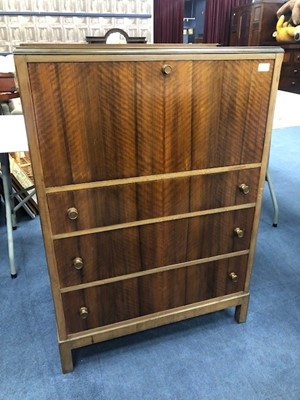 Lot 387 - A MAHOGANY BOOKCASE AND A MAHOGANY TALLBOY