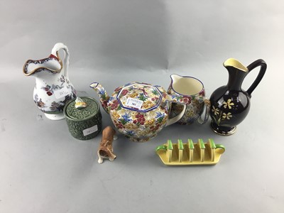 Lot 381 - A ROYAL WINTON MARGARITE PATTERN TEA POT AND JUG AND OTHER CERAMICS