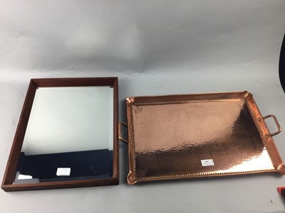 Lot 208 - A HAMMERED COPPER DOUBLE HANDED SERVING TRAY
