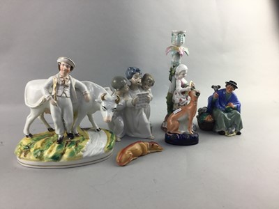 Lot 402 - A ROYAL DOULTON FIGURE OF 'TUPPANCE A BAG' AND OTHER CERAMICS