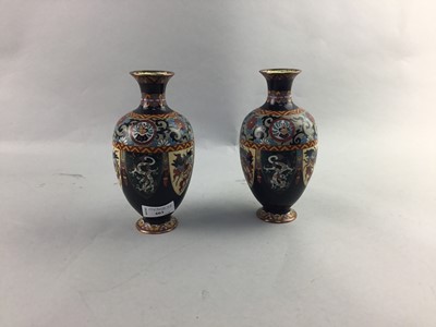 Lot 403 - A PAIR OF 20TH CENTURY CHINESE CLOISONNE VASES AND OTHER ITEMS