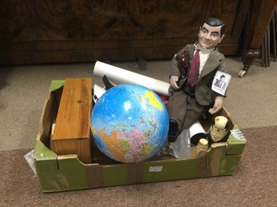 Lot 244 - A MR BEAN DOLL, PUZZLE GLOBE AND OTHER OBJECTS