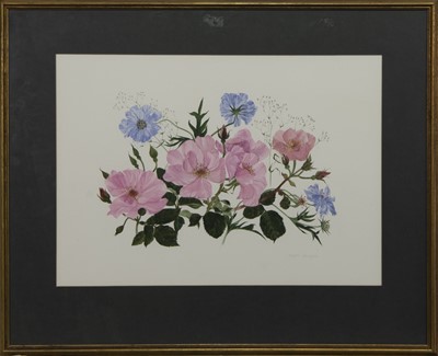 Lot 738 - ROSES, A WATERCOLOUR BY ELSPETH HARRIGAN