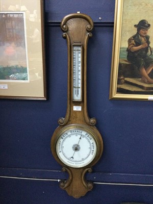 Lot 414 - A VICTORIAN WHEEL BAROMETER AND THERMOMETER