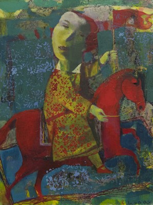 Lot 754 - LITTLE RIDER, AN ACRYLIC BY ANDREI BLUDOV