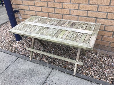 Lot 461 - A RECTANGULAR GARDEN TABLE AND A MARBLE GARDEN ORNAMENT