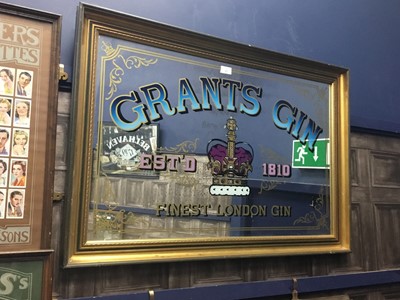 Lot 433 - A VINTAGE GRANTS GIN PUB MIRROR