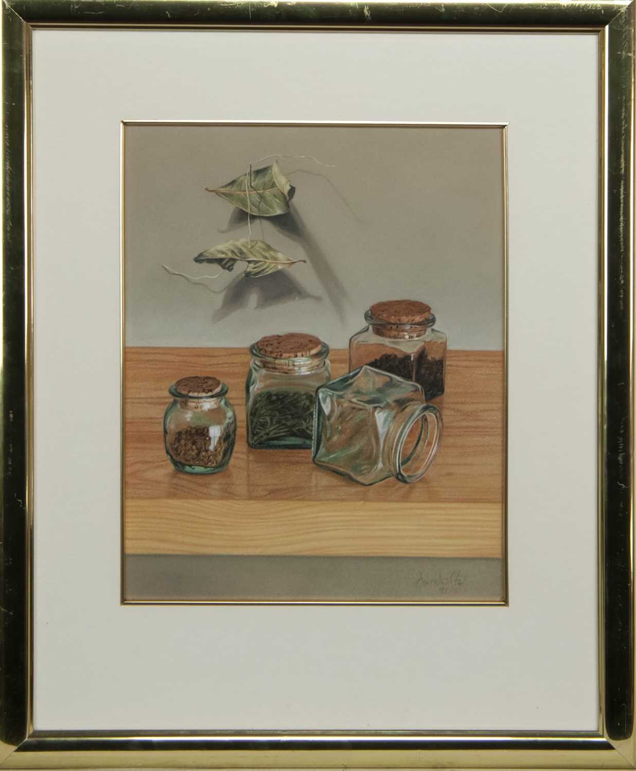 Lot 100 - STILL LIFE, A PASTEL BY AURELIO RODRIGUEZ LOPEZ