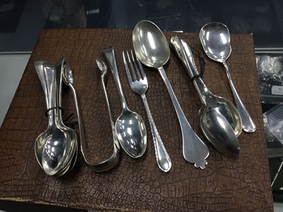 Lot 493 - A LOT OF TWELVE VARIOUS SILVER SPOONS AND OTHER ITEMS