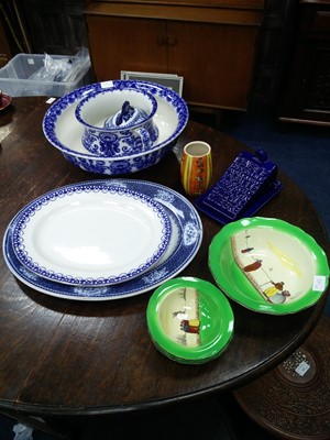 Lot 541 - A 20TH CENTURY CHAMBER POT AND BASIN AND OTHER CERAMICS