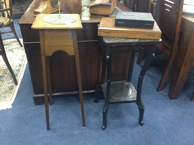 Lot 564 - A STAINED WOOD TWO TIER PLANT STAND AND ANOTHER