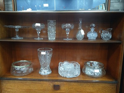 Lot 556 - A CRYSTAL BOWL WITH SILVER RIM AND OTHER CRYSTAL WARE