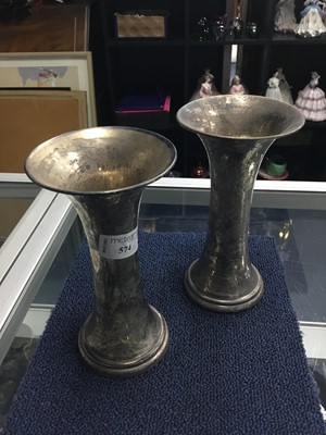 Lot 574 - A PAIR OF SILVER VASES