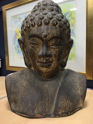 Lot 478 - A LARGE BUST OF A BUDDHA