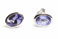 Lot 256 - PAIR OF TANZANITE STUD EARRINGS each set with...