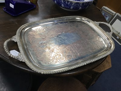 Lot 112A - A SHEFFIELD PLATE TWO HANDED TRAY