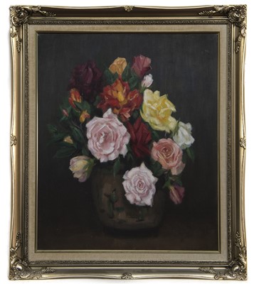 Lot 86 - FLORAL STILL LIFE, AN OIL BY WILLIAM WRIGHT CAMPBELL